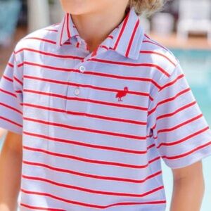 The Beaufort Bonnet Company Red and White Striped Polo